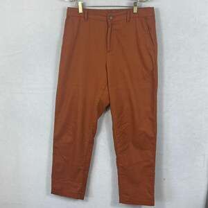 Uniqlo Cropped Pants Womens Terracotta Linen Cotton Elastic Waist 32 x 25.5 in